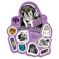 Закладки с липким краем (35*35,25*25,35*30,30*15мм)  8 цв, по 20л. "Манга" пластиковые