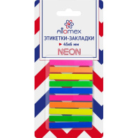 Закладки с липким краем (45* 6мм)  10цв., по 25л.., НЕОН