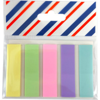 Закладки с липким краем (45*12мм) 5цв, по 20л. ПАСТЕЛЬ полупрозрачные