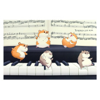 Тетрадь для нот А4 12л., гориз., скоба "Танец хомячков"