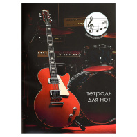 Тетрадь для нот А4 12л., расшир.нотный стан, скоба "Красная гитара"