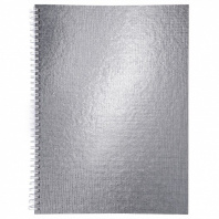Тетрадь А4  96л кл. гребень бумвинил Hatber "METALLIC Серебро"