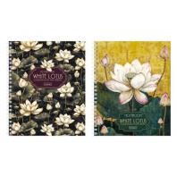 Тетрадь А5 96л кл. гребень Hatber "Белый лотос" тисн, 2 диз.в спайке Тетрадь А5 96л кл. гребень Hatber "Белый лотос" тисн, 2 диз.в спайке