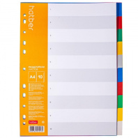 Разделители для тетрадей на кольцах А4 10л. пластик Hatber "Цветовой"