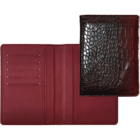 Обложка для паспорта из к/з Belcanto 5 отд.д/визиток, бордовая Обложка для паспорта из к/з Belcanto 5 отд.д/визиток, бордовая