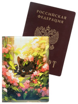 Обложка для паспорта ПВХ "Котик в цветах"