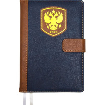 Ежедневник дат. 2026г А5 deVENTE Blazon 352стр.,тв.комбин.обл.,кожзам, магн.застежка,синий с коричн.