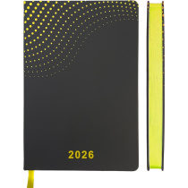 Ежедневник дат. 2026г А5 deVENTE Duo 336стр., черный/желтый, иск. кожа, 2 ляссе, 70г/м2
