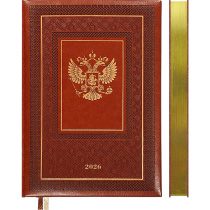 Ежедневник дат. 2026г А5 deVENTE Symbol 336стр.,коричневый, тв.обложка, кожзам, золотой срез