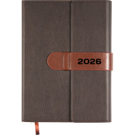 Ежедневник дат. 2026г А5 deVENTE Tudor 336стр.,коричневый, тв.обложка, кожзам, карман,2ляссе,70г/м2