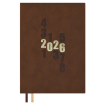 Ежедневник дат. 2026г А5 176л., кожзам, мягк.пер. "Замша коричневый" +ПОДАРОК