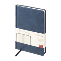 Ежедневник недат. А5 128л., кожзам, тв.обл. "Prime. Синий" вырубка, ляссе