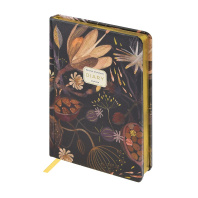 Ежедневник недат. А5+ 120л., тв.обл., иск.кожа "Flora. Ночные цветы" ляссе