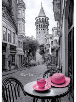 Ежедневник недат. А5  80л., 7БЦ "Розовые чашка и шляпка"