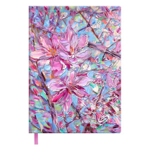 Ежедневник недат. А6+ 120л., кож.зам., мягк.пер. "Наппа Цветы" тиснен., ляссе