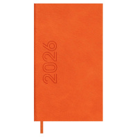 Еженедельник дат. 2026г 85*145мм 64л., кожзам., тв.пер. "Лозанж оранжевый" блинт.тисн, ляссе