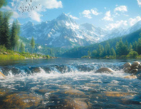 Календарь Трио металл+объем 295*720мм на 2026г. Горная река Календарь Трио металл+объем 295*720мм на 2026г. Горная река