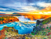 Календарь Трио металл+объем 295*720мм на 2026г. Рассвет над водопадом Календарь Трио металл+объем 295*720мм на 2026г. Рассвет над водопадом