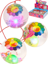 Мяч со светом с веревкой 6,5см "Ромашка" пищит, ассорти