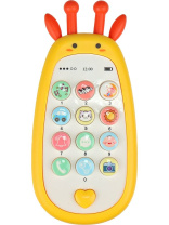 Музыкальный телефон 14см "Жираф"  с прорезыв., русс.озвуч. и кор.,бат. 2*ААА не в компл, голубой