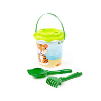 Набор игрушек. "Сафари" ведро с наклейкой, ситечко "Солнышко", лопатка 5, грабельки 5 Набор игрушек. "Сафари" ведро с наклейкой, ситечко "Солнышко", лопатка 5, грабельки 5
