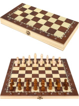 Игра 3в1 "Королевская битва" шахматы, шашки, нарды 30*15см доска и фигуры деревянные