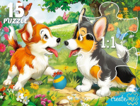 Пазл МАКСИ 15 элементов "Щенки на поляне"