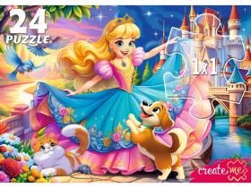 Пазл МАКСИ 24 элемента "Принцесса с кошкой и щенком"