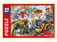 Пазлы 12 элементов 175*130мм. "Забавные котики" 4 дизайна Пазлы 12 элементов 175*130мм. "Забавные котики" 4 дизайна