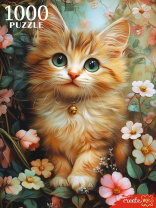 Пазлы 1000 элементов  685*480мм. "Котенок в цветах"