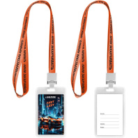 Бейдж 65x110 мм вертикальный Fast Or Last", ПВХ , цв. лента с принтом Бейдж 65x110 мм вертикальный Fast Or Last", ПВХ , цв. лента с принтом