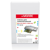 Плёнка д/ламинирования deVente А3, 100мкм, 100шт/уп, матовая