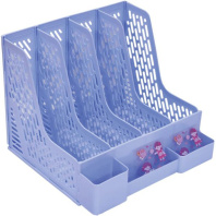 Накопитель д\бумаг верт.сборный 4 отд. голубой, Universal"