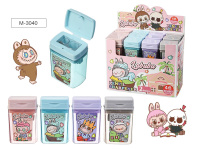 Точилка пласт. 2 отв. "Зубастик" с контейнером, 4 диз.