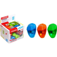 Точилка пласт. с контейнером  1 отв., ассорти