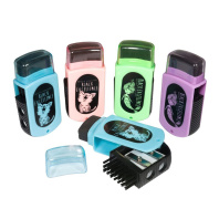 Точилка пласт. с контейнером  2 отв. Black excellence, ластик и щетка