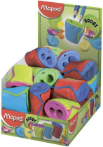 Точилка пласт. с контейнером  2 отв. BOOGY, непрозр., ассорти