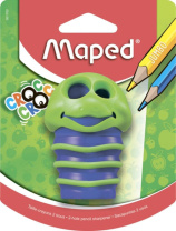 Точилка пласт. с контейнером  2 отв. CROC CROC, растягивающийся контейнер, блистер