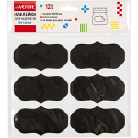 Наклейки для надписей "deVENTE" 90x50 мм, черные д/маркеров и мелков 12шт., фигурные