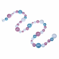 Бусы декоративные  1,2м, с шарами разных диаметров, белый/розовый/голубой