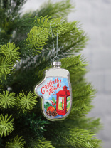 Подвесное украшение 11см Варежка "Зимняя ночь" стекло