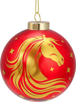 Ёлочный шар  8 см "Новогодняя лошадь" Символ года СТЕКЛО