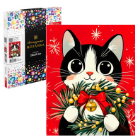 Мозаика алмазная по номерам на холсте 20*25см "Кот с венком" с подрамником