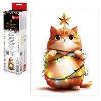 Мозаика алмазная по номерам на холсте 20*25см "Кот-елочка"