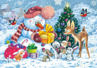 Пазлы  104 элемента  270*180мм.  "Снеговик и зайчата"
