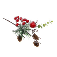 Декор новогодний 30см "Веточка заснеженная с ягодами"