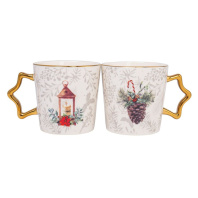 Кружка фарфоровая 350мл "Новогодняя с золотом" 2 дизайна