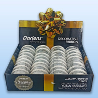 Лента декоративная 2,5мм*2,7м, ассорти дизайнов, серебро