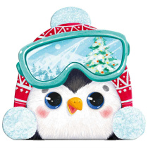 Блокнот 120*117мм  30л скоба "Новогодний пингвин" фигурная вырубка