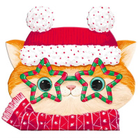 Блокнот 120*117мм  30л скоба "Новогодний рыжий кот" фигурная вырубка